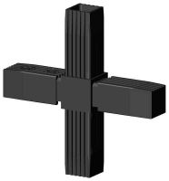 Steckverbinder (Kreuz) für Vierkantrohr 25 x 25, Polyamid 6 schwarz einteilig mit 30 % Glasfaser