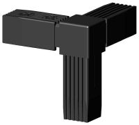 Steckverbinder (Winkel mit Abgang) für Vierkantrohr 25 x 25, Polyamid 6 schwarz einteilig