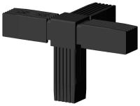 Steckverbinder (T-Stück mit Abgang) für Vierkantrohr 25 x 25, Polyamid 6 schwarz einteilig