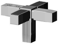 Steckverbinder (Kreuz mit Abgang) für Vierkantrohr 25 x 25, Polyamid 6 schwarz einteilig mit 30 % Glasfaser